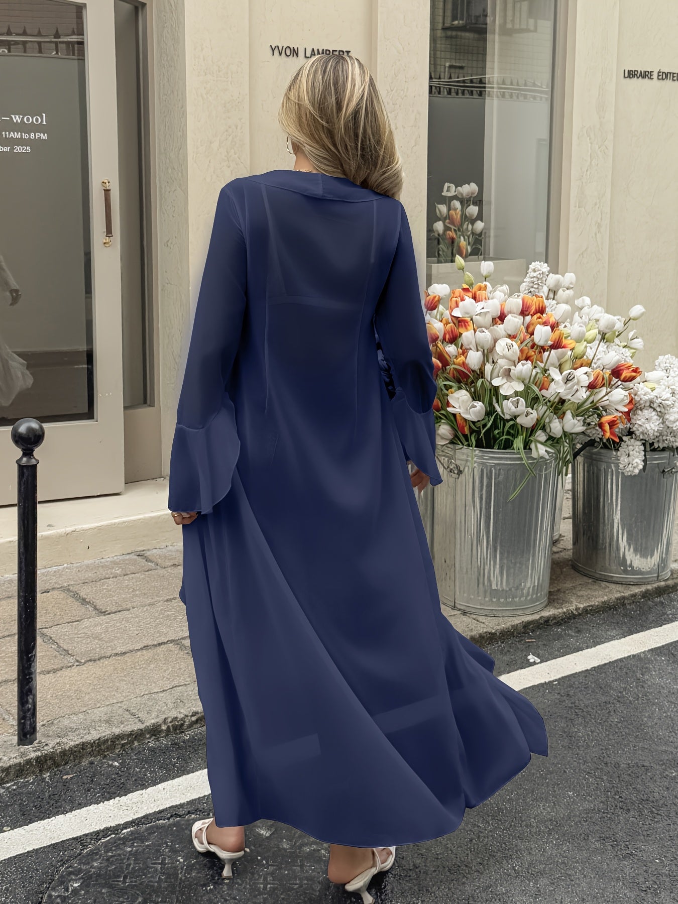 Women's beach kimono with ruffles, elegant cover-up for vacation and leisure