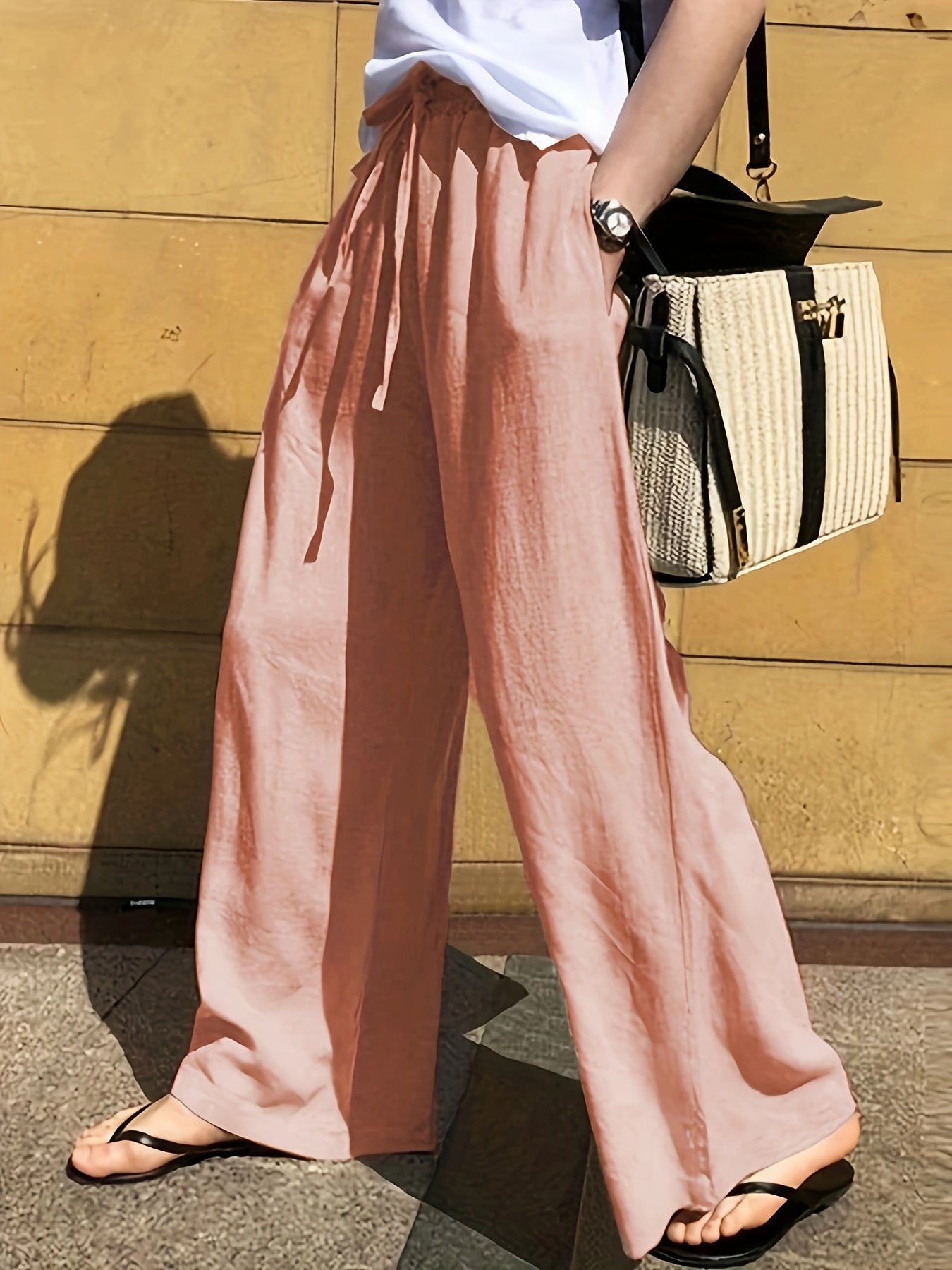 Damen Weite Freizeithose mit Kordelzug – Eleganter, Lässiger Style für Alltag und Urlaub