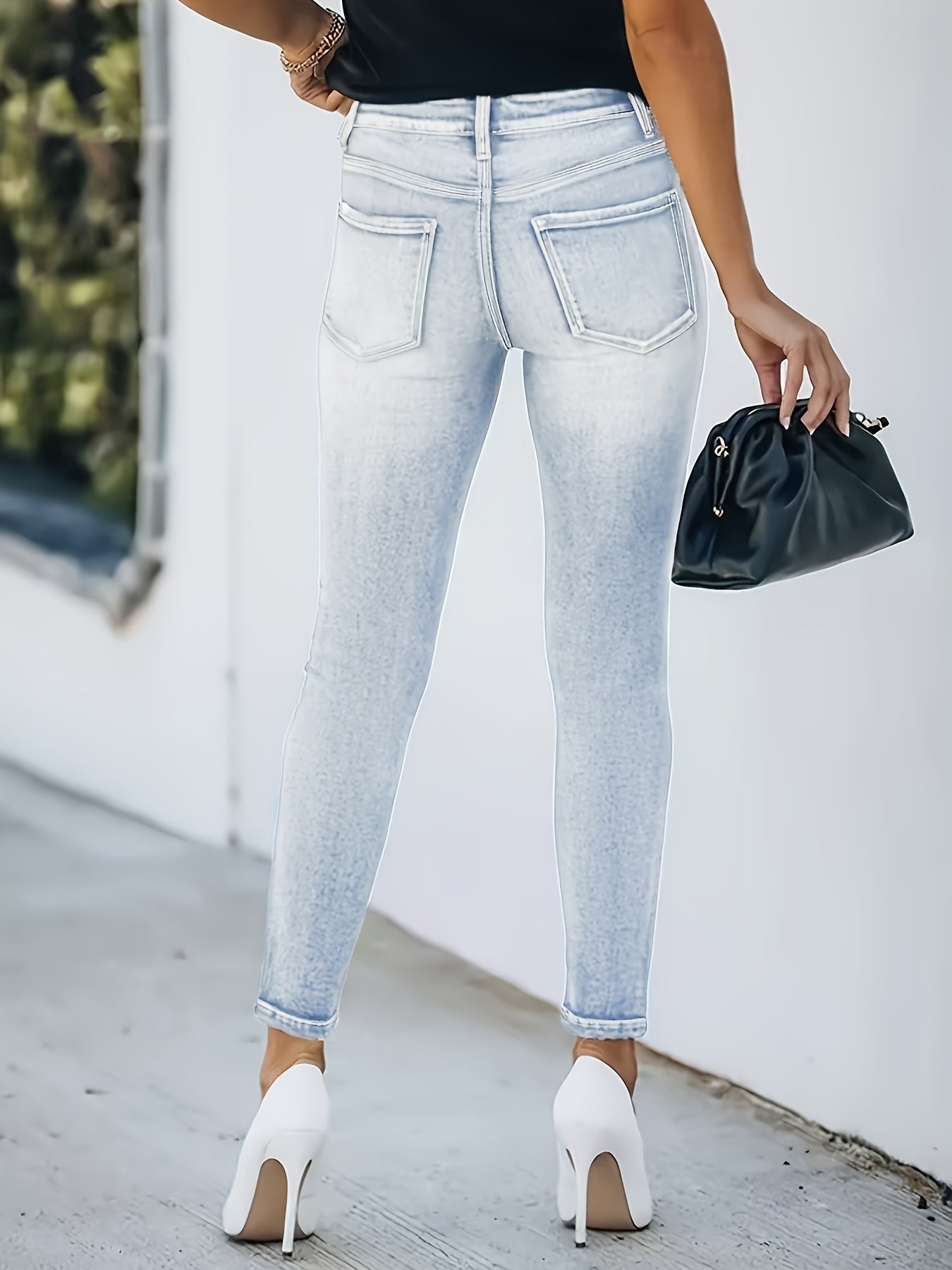 Women's High Waist Skinny Jeans Street Style Casual
