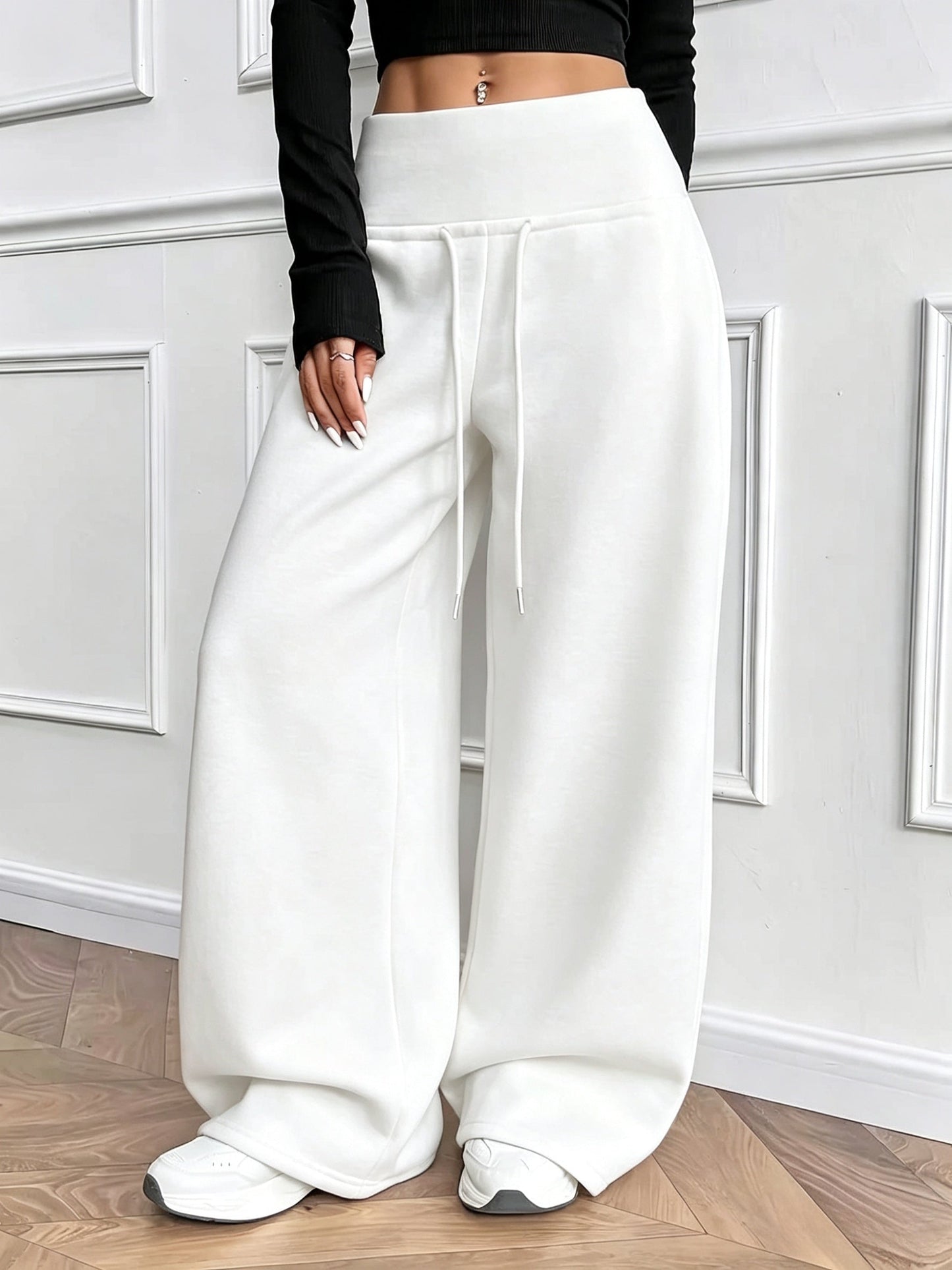 Weite Freizeithose mit Kordelzug Hoher Bund Damen
