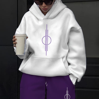 Unisex Hoodie Set Weiß mit Motiv & Jogginghose in passender Farbe