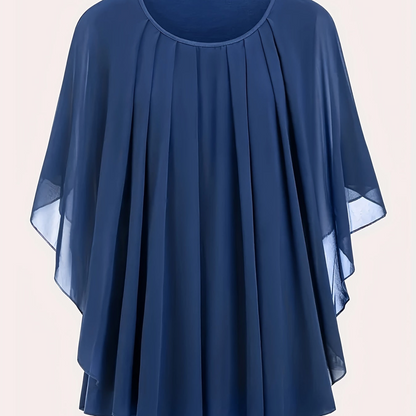 Women's Elegant Flowing Chiffon Cape Top for Going Out – Oversized Style