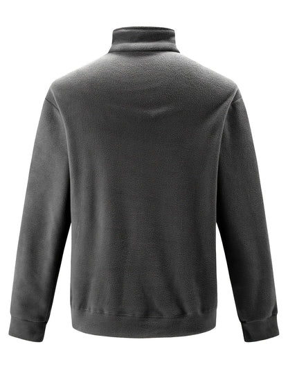 Fleece Pullover Herren Stehkragen Halb-Reißverschluss Langarm