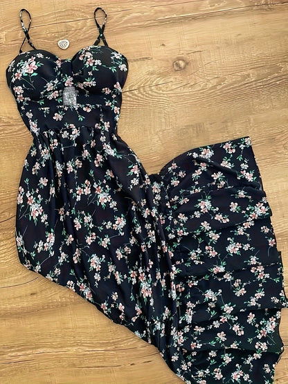 Damen Maxikleid mit Polka Dots und Rüschen – Elegantes Sommerkleid im Vintage-Stil für besondere Anlässe
