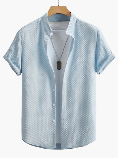 Men's casual shirt with short sleeves and stand-up collar – modern summer shirt for everyday and leisure use