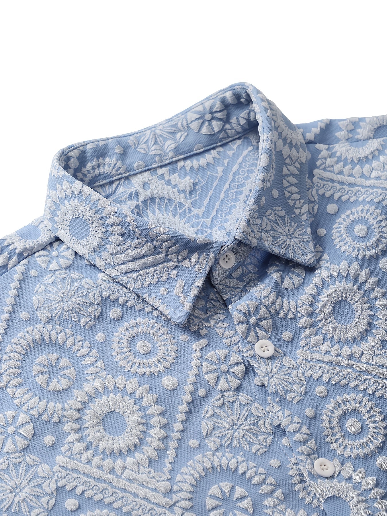 Men's Resort Short-Sleeve Shirt with Modern Medallion Pattern – Stylish Casual Shirt for Summer & Vacation