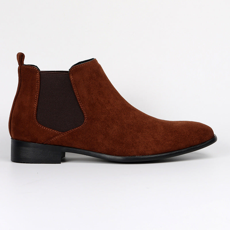 Chelsea boots for men, suede-look, elastic side panel, low heel