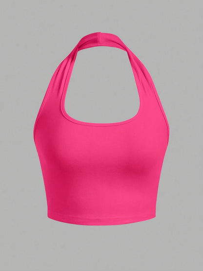 Women's Halterneck Crop Top – Backless, Summer, Casual Style