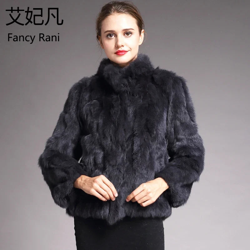 Women's short jacket with stand collar and long sleeves