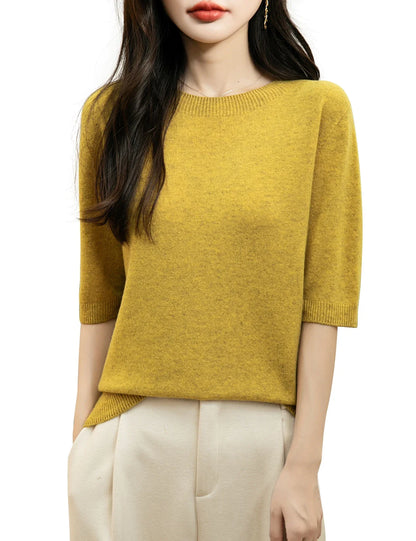 Women's short-sleeve sweater with crew neck - Soft top for women