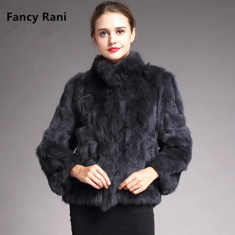 Women's short jacket with stand collar and long sleeves