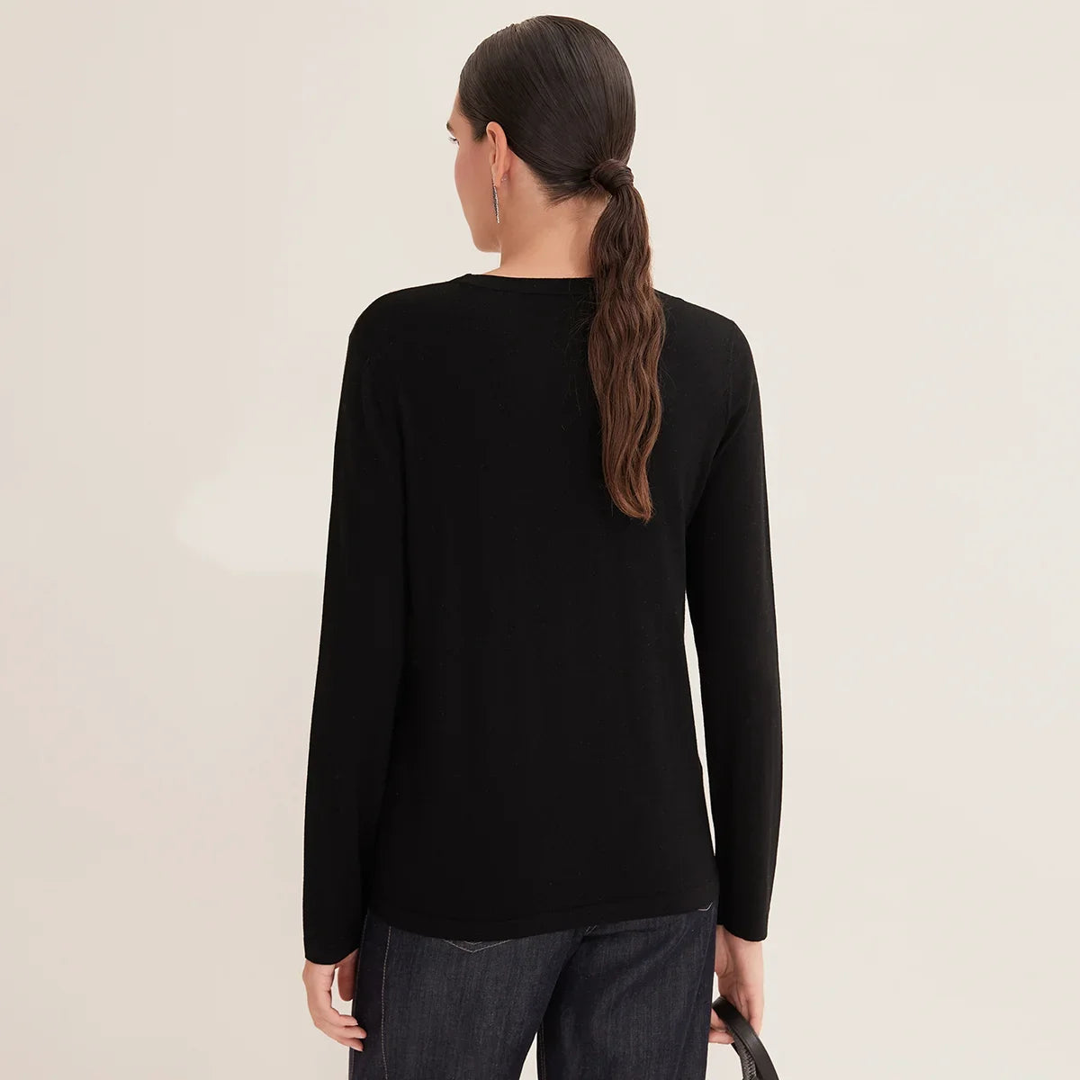 Women's Casual Crew-Neck Long-Sleeve Top with Chest Pocket