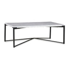 Salontafel Carrara-marmer metaal Saxon mat zwart, H 43 x D 71 cm voor de woonkamer