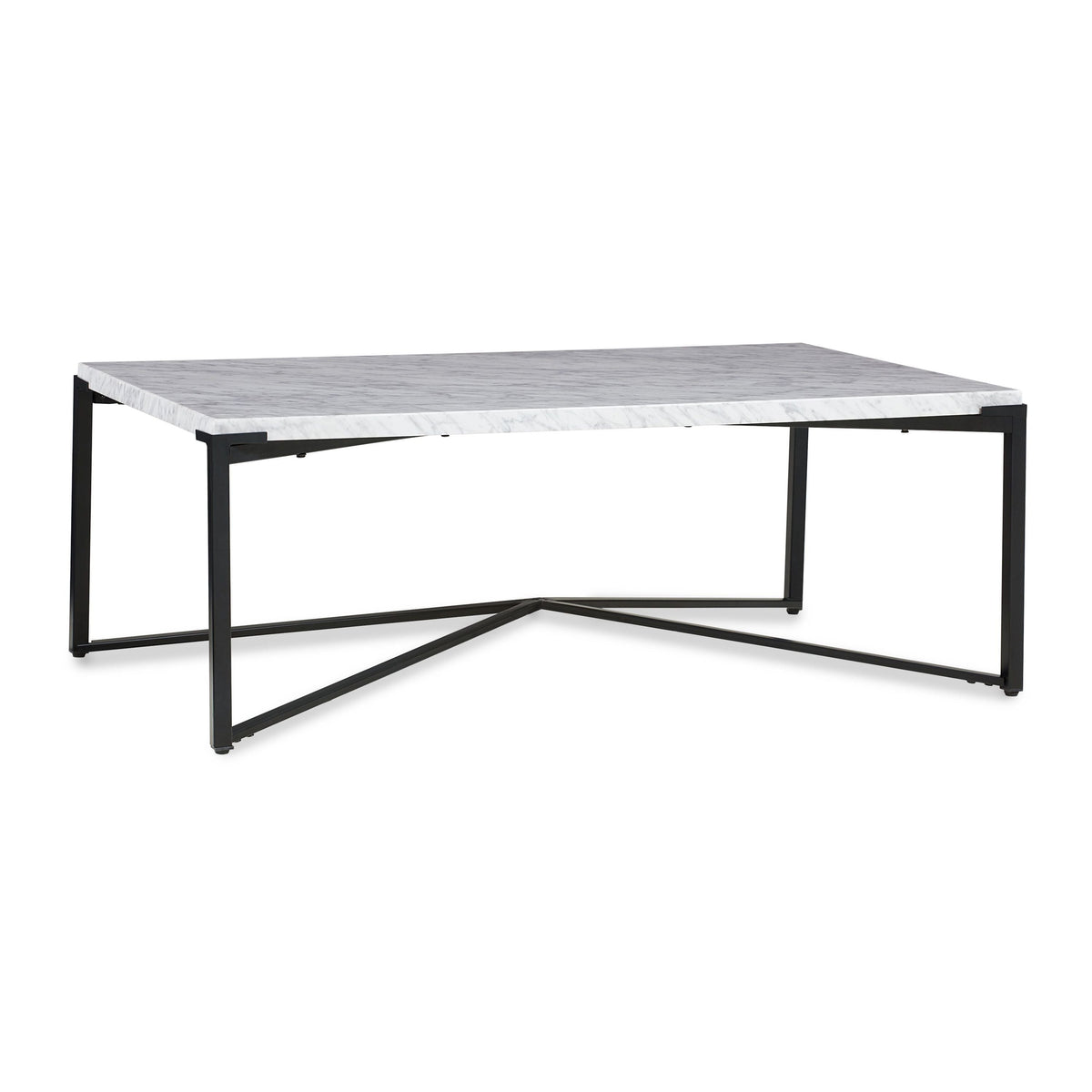 Salontafel Carrara-marmer metaal Saxon mat zwart, H 43 x D 71 cm voor de woonkamer