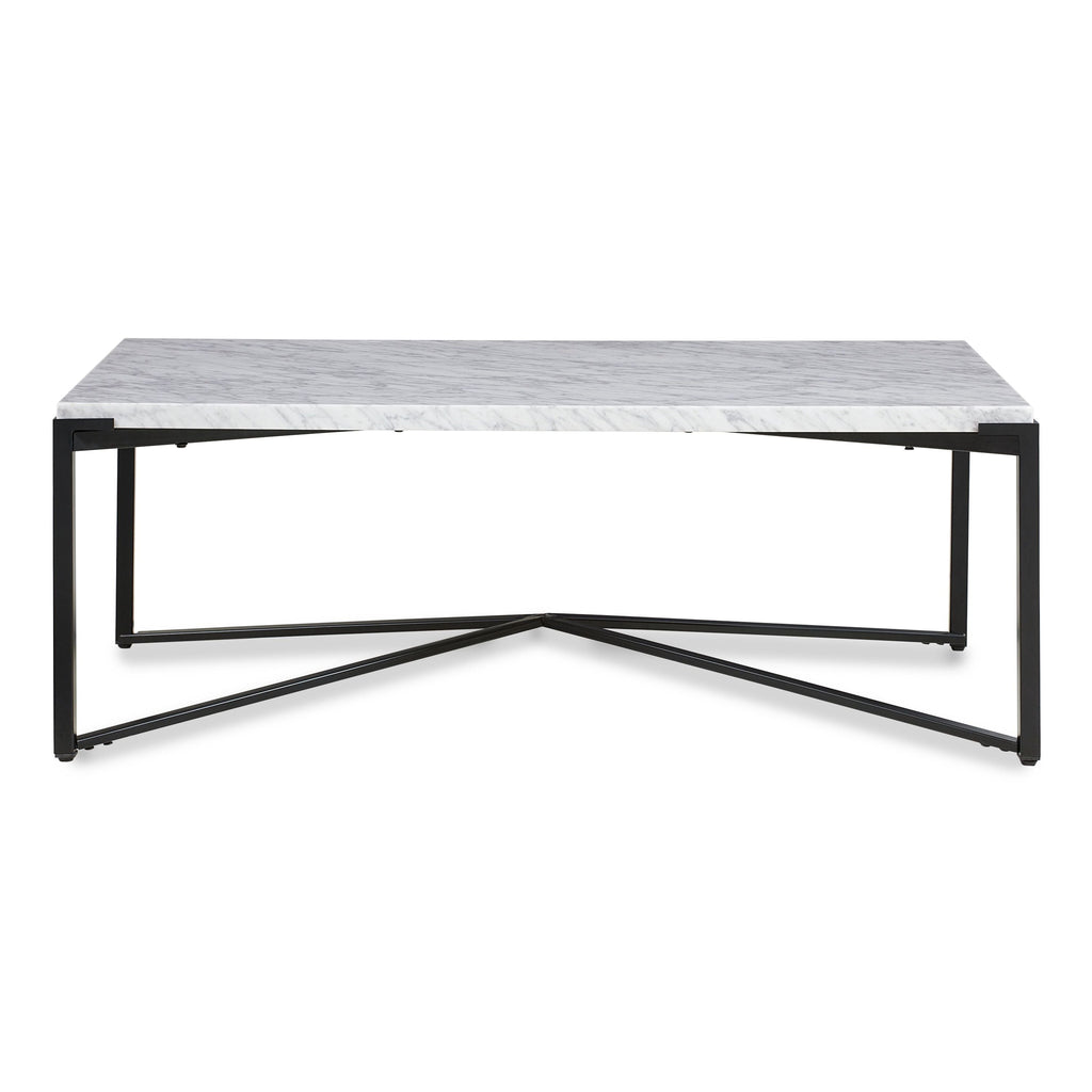 Salontafel Carrara-marmer metaal Saxon mat zwart, H 43 x D 71 cm voor de woonkamer