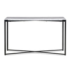Consoletafel Carrara-marmer en metaal Saxon, mat zwart onderstel – 127 x 43 x 76 cm, voor hal of woonkamer