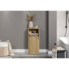 Badkamerkast eikendecor met open vak en lamellendeur, naturel, 40 x 95 x 31 cm, badkamer