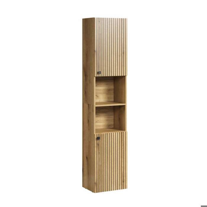 Badkamerkolom eiken decor Pure Bliss, L40 x H186 x D31 cm, met deuren en open vakken