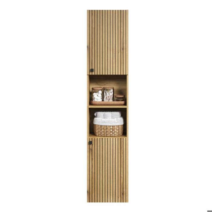 Badkamerkolom eiken decor Pure Bliss, L40 x H186 x D31 cm, met deuren en open vakken
