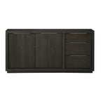 Dressoir acacia massief en fineer Oxford basaltgrijs, met deuren en lades – 167 x 45 x 81 cm