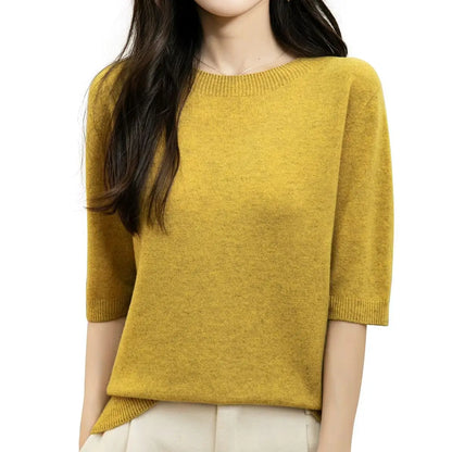 Women's short-sleeve sweater with crew neck - Soft top for women
