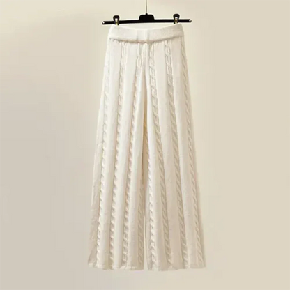 Damen 3-teiliges Winter Outfit Set – Strickhose, Rollkragenpullover & Weste – Elegantes Freizeit Ensemble