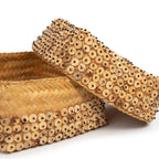 Mand kokosschaal en bamboe, handgemaakt, naturel bruin, 28 x 28 x 17 cm, voor kleine spullen