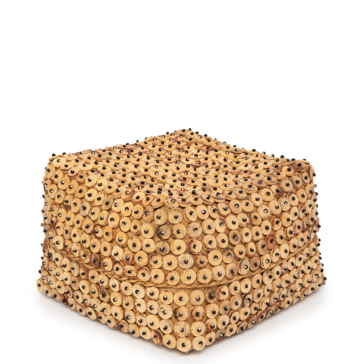 Mand kokosschaal en bamboe, handgemaakt, naturel bruin, 28 x 28 x 17 cm, voor kleine spullen