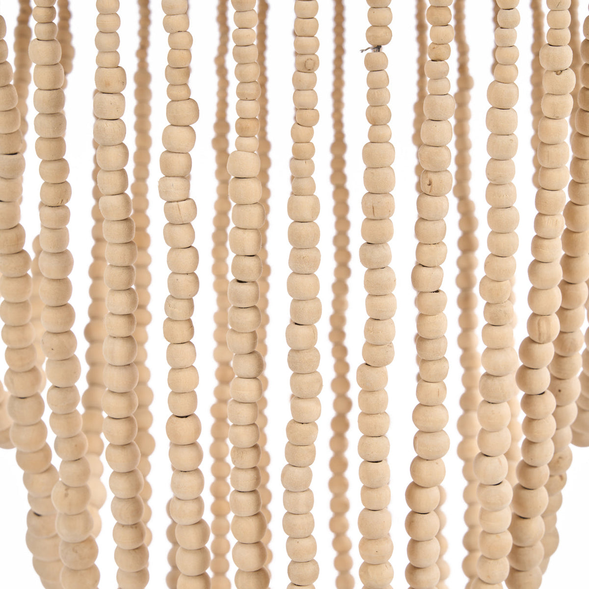 Hanglamp houten kralen naturel, handgemaakt, hout en ijzer – 47 x 47 x 80 cm, woonkamer en eetkamer