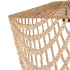 Hanglamp houten kralen naturel, handgemaakt, hout en ijzer – 47 x 47 x 80 cm, woonkamer en eetkamer
