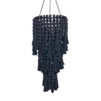 Hanglamp katoen zwart Nomad XL, handgemaakt met kwastjes – Ø 50 x 160 cm