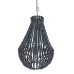 Hanglamp hout en ijzer houten kralen Teardrop kroonluchter zwart – Ø 40 x 75 cm, voor zithoek of eettafel