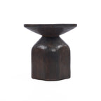 Bijzettafel Drumline massief hout donkere walnoot, handgemaakt, rond 50 x 50 x 50 cm voor woonkamer