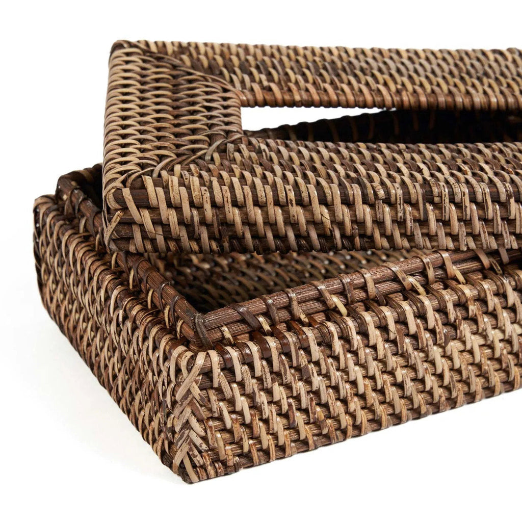 Tissuebox rotan handgevlochten naturel bruin 27 x 14 x 9 cm, met afneembaar deksel