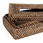 Tissuebox rotan handgevlochten naturel bruin 27 x 14 x 9 cm, met afneembaar deksel