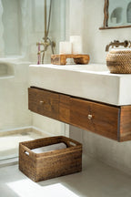 Tijdschriftenmand rotan Colonial naturel bruin 46 x 36 x 23 cm, voor woonkamer, slaapkamer en hal