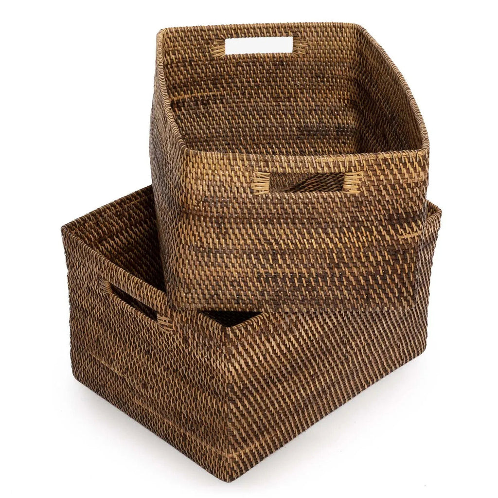 Tijdschriftenmand rotan Colonial naturel bruin 46 x 36 x 23 cm, voor woonkamer, slaapkamer en hal