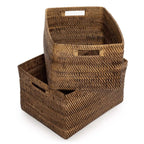 Tijdschriftenmand rotan Colonial naturel bruin 46 x 36 x 23 cm, voor woonkamer, slaapkamer en hal