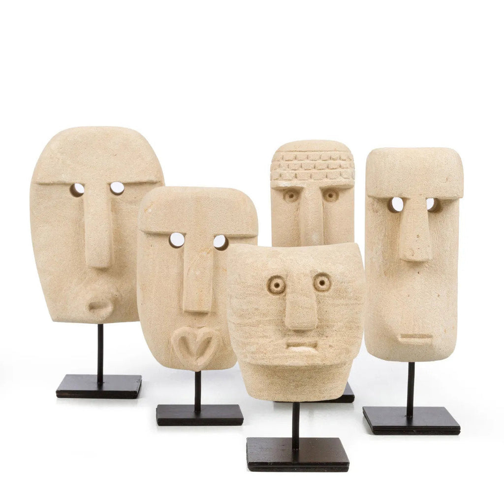 Decoratiebeeld zandsteen Sumbasteen #19 op standaard, naturel – h 16 x l 5 x b 8 cm, handgesneden