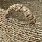 Mand zeegras Quatre Mains naturel, Ø 45 x 22 cm, handgeweven met vier handvaten