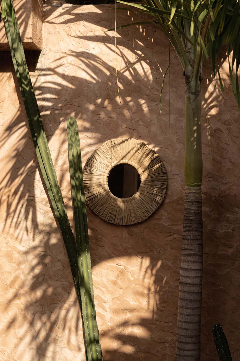 Spiegel rond Alang-alanggras boho naturel Ø 35 cm, voor hal, woonkamer en slaapkamer
