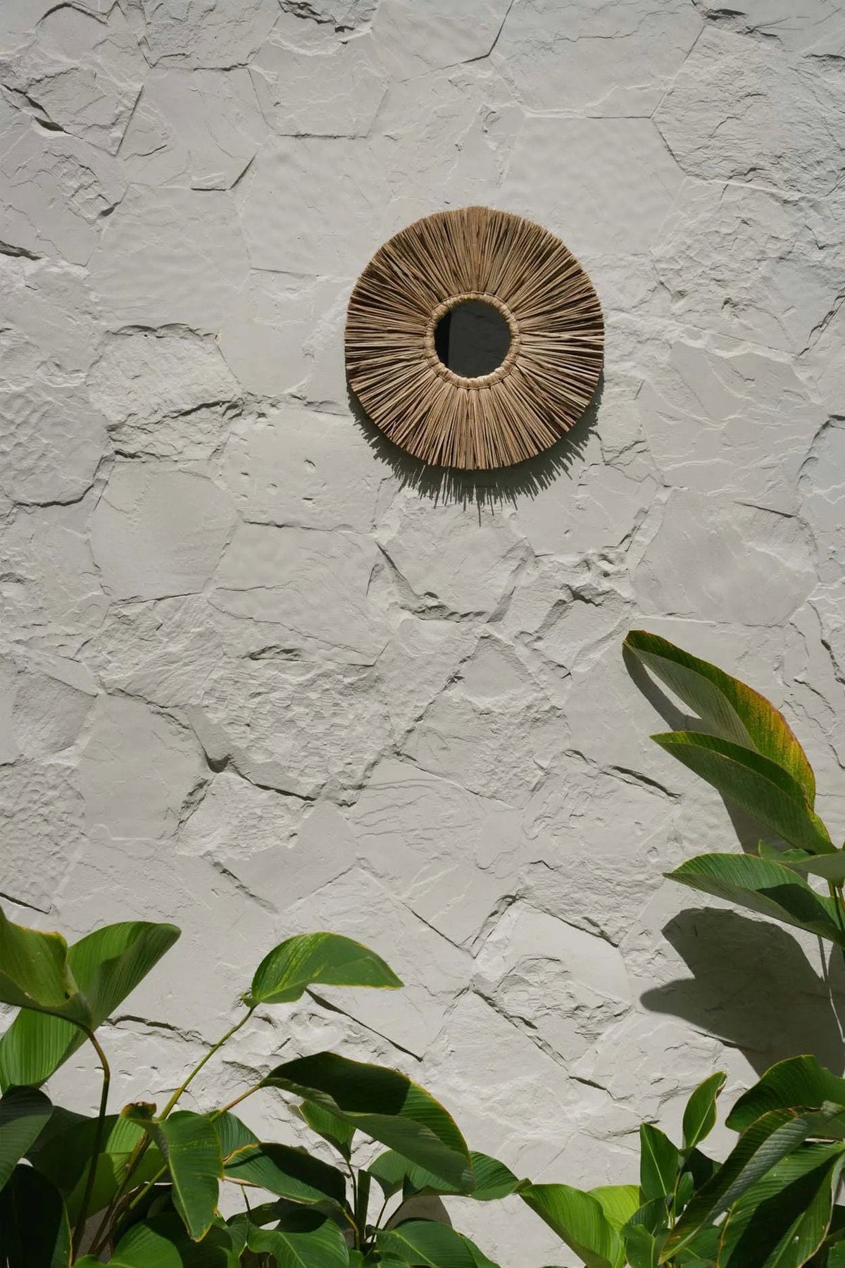 Spiegel rond Alang-alanggras boho naturel Ø 35 cm, voor hal, woonkamer en slaapkamer