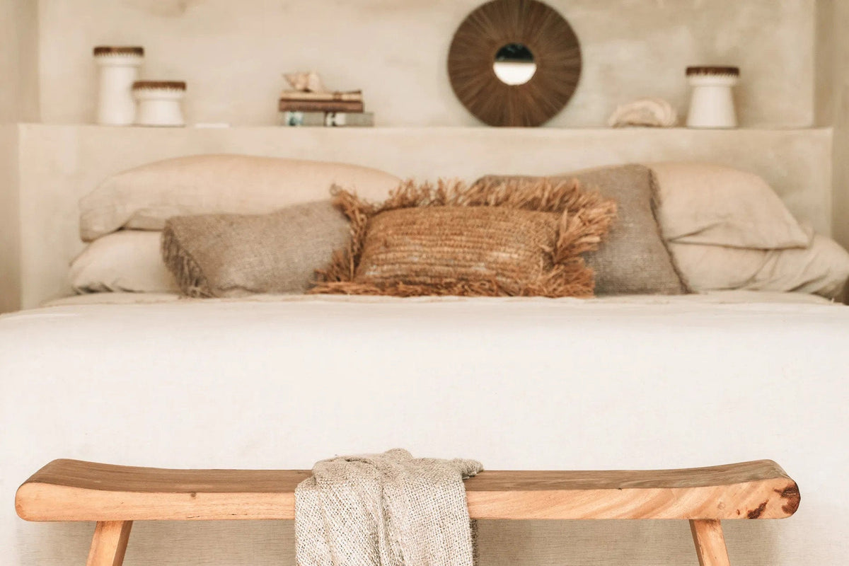 Spiegel rond Alang-alanggras boho naturel Ø 35 cm, voor hal, woonkamer en slaapkamer