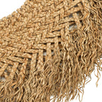 Spiegel waterhyacint Early Monday handgemaakt, naturel – 75 x 75 cm, rond met franje