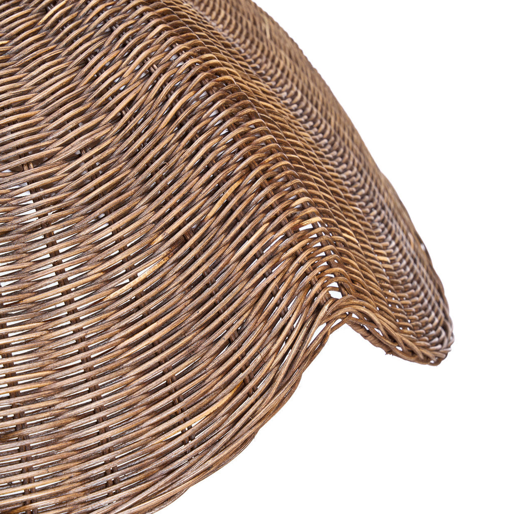 Hanglamp rotan Wave, donkere walnoot, handgemaakt, Ø 103 x 40 cm, voor eettafel of zithoek