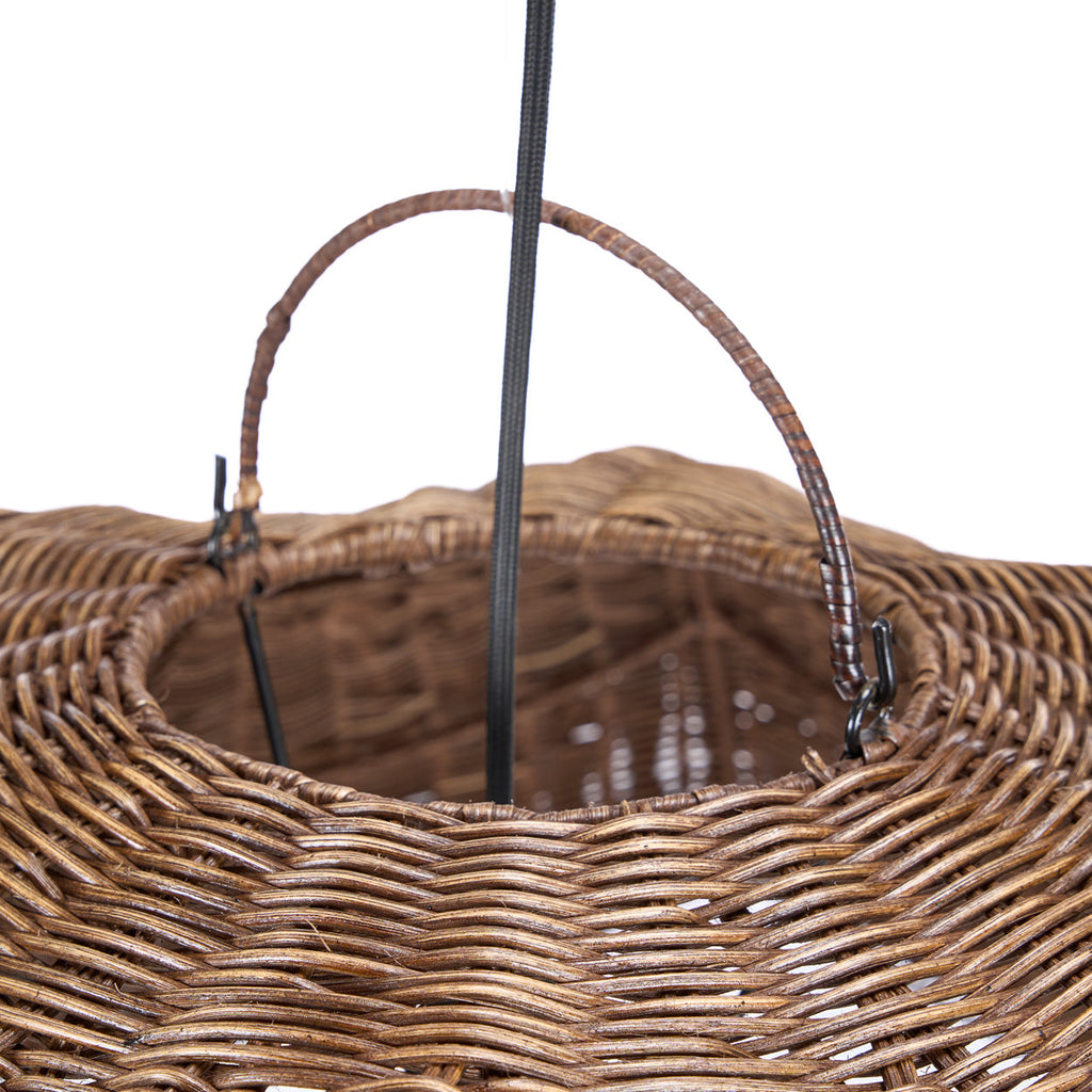 Hanglamp rotan Wave, donkere walnoot, handgemaakt, Ø 103 x 40 cm, voor eettafel of zithoek