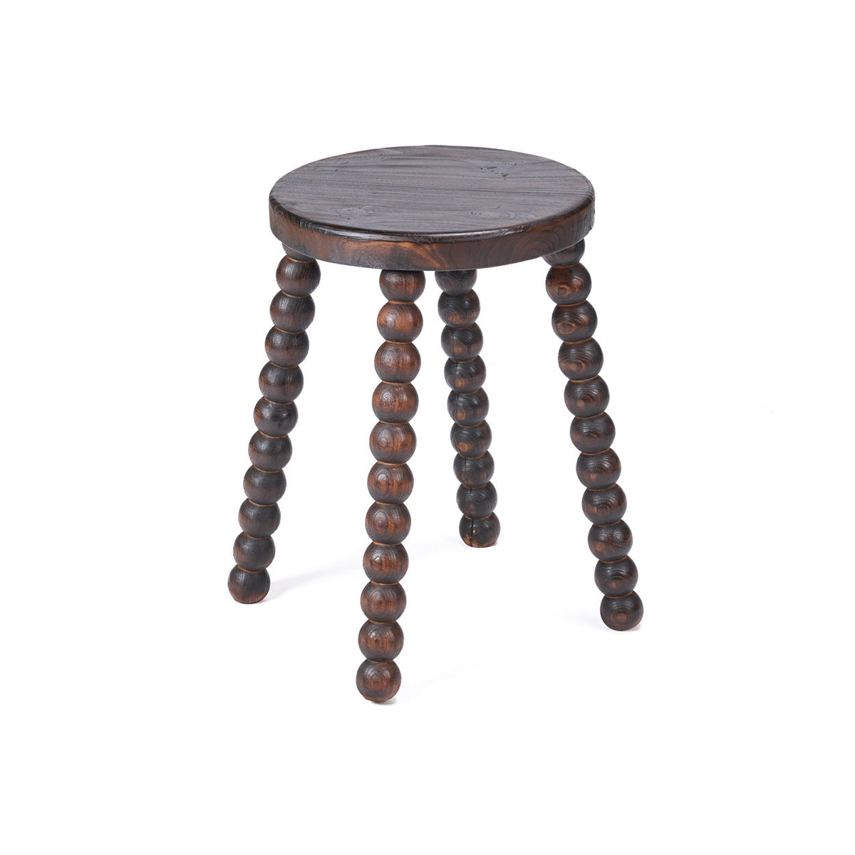 Kruk massief mangohout Dango donker walnoot, bijzettafel of zitplaats – Ø 35 x 50 cm