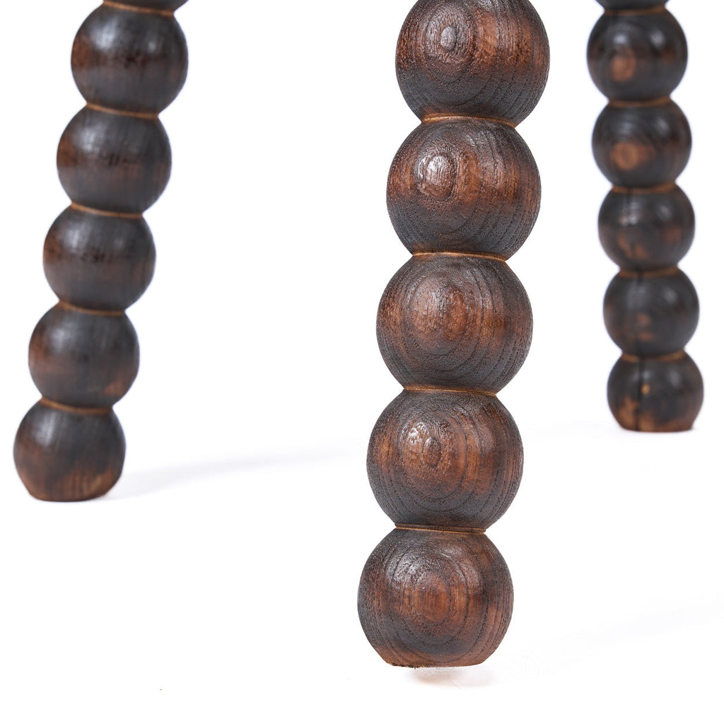 Kruk massief mangohout Dango donker walnoot, bijzettafel of zitplaats – Ø 35 x 50 cm
