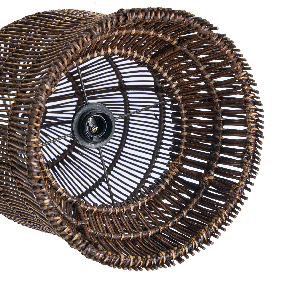 Hanglamp bamboe handgeweven Woven Bell, donker walnoot – 30 x 30 x 50 cm, voor eettafel of leeshoek