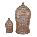 Hanglamp bamboe handgeweven Woven Bell, donker walnoot – 30 x 30 x 50 cm, voor eettafel of leeshoek